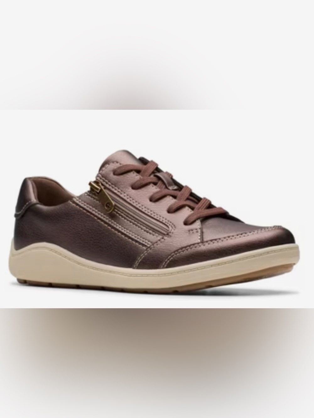 Clarks Women’s Metallic Bronze Low-Top Sneaker with Side Zip Size 8.5